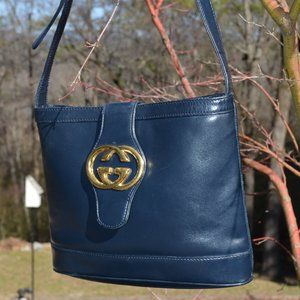 Vintage Gucci 70's Britt Blondie Leather Bucket Bag